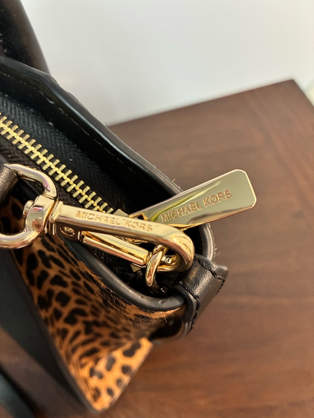 MICHAEL KORS Avril Small Leather and Cheetah Print Calf Hair Satchel - Picture 4 of 10